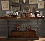 美式玄关桌台北欧门厅实木桌子条几做旧铁艺条案靠墙边简约长条桌