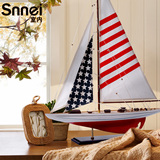 特价 出口美式乡村风格帆船模型摆件一帆风顺单桅工艺船生日礼物