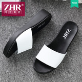 ZHR正品夏季新款时尚外穿真皮凉拖鞋女韩版平底平跟一字拖女鞋潮