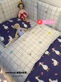 ins定制鸭子彩虹格子全棉婴儿宝宝床上用品床围亲子三四件套定做