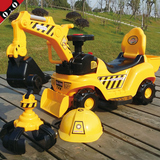 儿童学步车电动挖掘机玩具挖土机可坐可骑超大号工程车钩机模型人