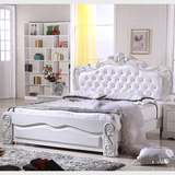 实木床榆木床 1.8 白色 欧式 婚床开放式韩式软靠气压高箱水曲柳