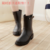 韩版时尚防滑水靴大码雨靴套鞋女士马丁水鞋雨鞋女式中筒骑士靴