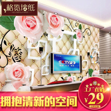 3d立体软包手绘玫瑰花卉装饰壁纸背景墙纸无缝大型壁画定制