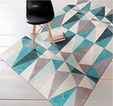 简约现代地中海格子客厅地毯卧室茶几满铺样板间手工腈纶地毯定制