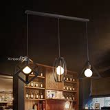 北欧复古创意个性吧台灯loft艺术鸟笼灯过道餐厅楼梯铁艺工业吊灯