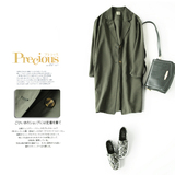 风衣女装春季新款出口日本YHW022西装领两粒扣纯色中长款外套