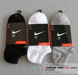 Nike耐克男士运动袜子女袜纯棉短袜船袜篮球袜防臭夏季薄款3双装