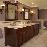 美式浴室柜组合欧式落地卫浴柜洗手盆卫生间洗脸盆实橡木镜柜定做