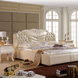 欧式婚床双人床1.8米 白色公主床实木床1.8m 法式真皮床简欧床