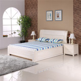水曲柳床简约现代实木床白色床双人床1.8米1.5m气压储物高箱婚床