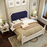 深白色美式床田园乡村全实木床双人床1.8米婚床卧室家具真皮床