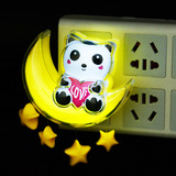 卡通月亮熊猫光控小夜灯YW36A学生卧室插座式照明台灯百货品批发