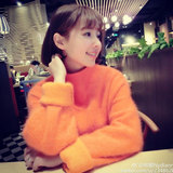 韩国代购2016冬季新品高领女士毛衣网红同款针织衫套头貂绒中长款