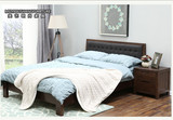 2016新品胡桃色软包床实1.5米木床简约现代双人床1.8米婚床白橡木