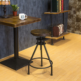 创意复古实木休闲旋转高脚圆凳子咖啡厅酒个性吧椅新款升降吧台椅