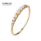 Circle日本珠宝  天然淡水珍珠戒指18K黄金镶嵌钻石戒指女正品