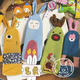 韩国ulzzang卡通动物帆布软妹笔袋创意可爱小清新女生文具收纳袋