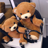 小熊维尼泰迪儿童学生双肩包毛绒趴趴熊背包超萌旅行动物包包