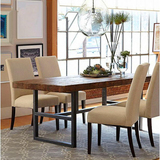 美式实木铁艺餐桌椅组合小户型客厅长方形咖啡店复古休闲方桌茶几