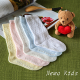 婴儿袜子夏季薄纯棉镂空网眼松口中筒袜宝宝防滑幼儿童长筒空调袜