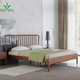 现代简约日式全实木橡木卧室创意双人婚床1.5 1.8米成人加高定制