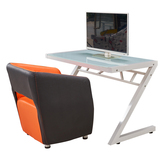 简约现代z型 钢化玻璃电脑桌台式家用办公桌学习书桌写字网吧桌