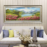 大幅高档手工客厅风水有框装饰画古典花卉纯手绘欧式山水风景油画