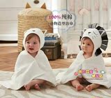 婴儿宝宝浴巾动物造型纯棉超柔吸水新生儿浴袍带帽卡通春夏包巾