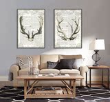 北欧风格客厅装饰画现代简约挂画沙发背景墙画卧室壁画鹿美式乡村