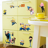 新品 可移除墙贴小黄人卡通动漫儿童房卧室橱柜背景墙壁贴纸贴画