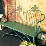 乡村做旧复古铁艺花园椅阳台庭院室内户外公园乘凉椅双人休闲椅