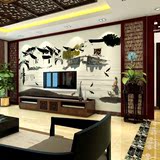水墨山水墙纸壁画中式客厅餐厅壁纸酒店电视沙发背景墙布江南水乡