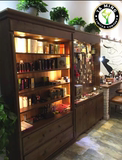 复古实木化妆品精品展柜美容院产品柜烤漆货架欧式包包饰品展示柜