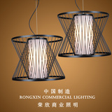 创意个性吊灯餐厅阳台火锅店中式铁艺三头灯罩黑白色单双头灯具