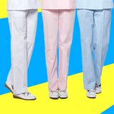 护士裤白色松紧腰白大褂长裤子粉蓝色医师护士工作裤夏装冬装包邮