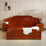 仿古实木双人床 中式榆木罗汉床双人床1.8米婚床明清卧室家具特价