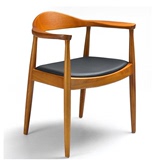 欣荣美式餐椅实木带扶手椅子总统椅茶室餐厅椅真皮圈椅电脑椅座椅