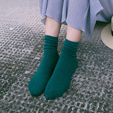 堆堆袜套韩国春夏秋季森女系纯色中筒日韩系全棉复古短靴袜子女士