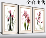 透明花素材欧美现代花卉三联无框画芯装饰画心高清电子版图片图库