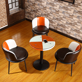 现代简约风格圆型款 接待茶几咖啡台 休闲桌椅组合 一桌三椅套装