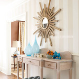 圆形镜子金色美式浴室玄关装饰镜客厅壁挂梳妆镜镜欧式古典M0181