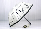 小清新韩国创意两用三折晴雨伞折叠太阳伞女小黑胶防晒户外遮阳伞