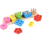 儿童益智几何形状配对四套柱积木 男女孩宝宝五柱拼图玩具1-3-6岁