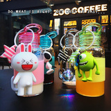 韩国ulzzang可爱兔子卡通小狗灯泡发光玻璃杯学生情侣挂件随手杯