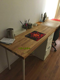 橡木实木工作台木电脑桌面书房书桌面书架隔板餐厅餐桌面酒吧台面