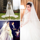 包邮新款婚礼头纱 韩式超长超宽多层遮面新娘结婚婚纱发梳软头纱