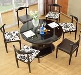 新款现代简约餐桌椅组合 顾家折叠伸缩圆桌 钢化玻璃储物餐桌1183