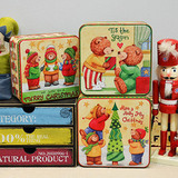 创意圣诞系列三件套密封马口铁盒家庭办公桌面杂物收纳盒套装礼品