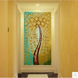3D立体玄关走廊过道欧式客厅竖版浮雕壁画背景墙纸壁纸发财树油画